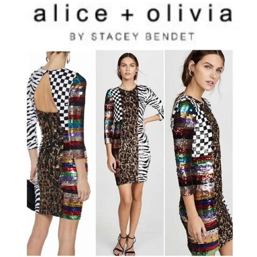ALICE + OLIVIA Jae back sequin dress $895 SZ 2